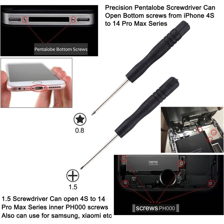 Mini Phone And Laptop Opening Tools  Kit10 in 1 Repair Kits (4 x Screwdriver + 2 x Teardown Rods + 1 x Chuck + 2 x Triangle on Thick Slices + Eject Pin)