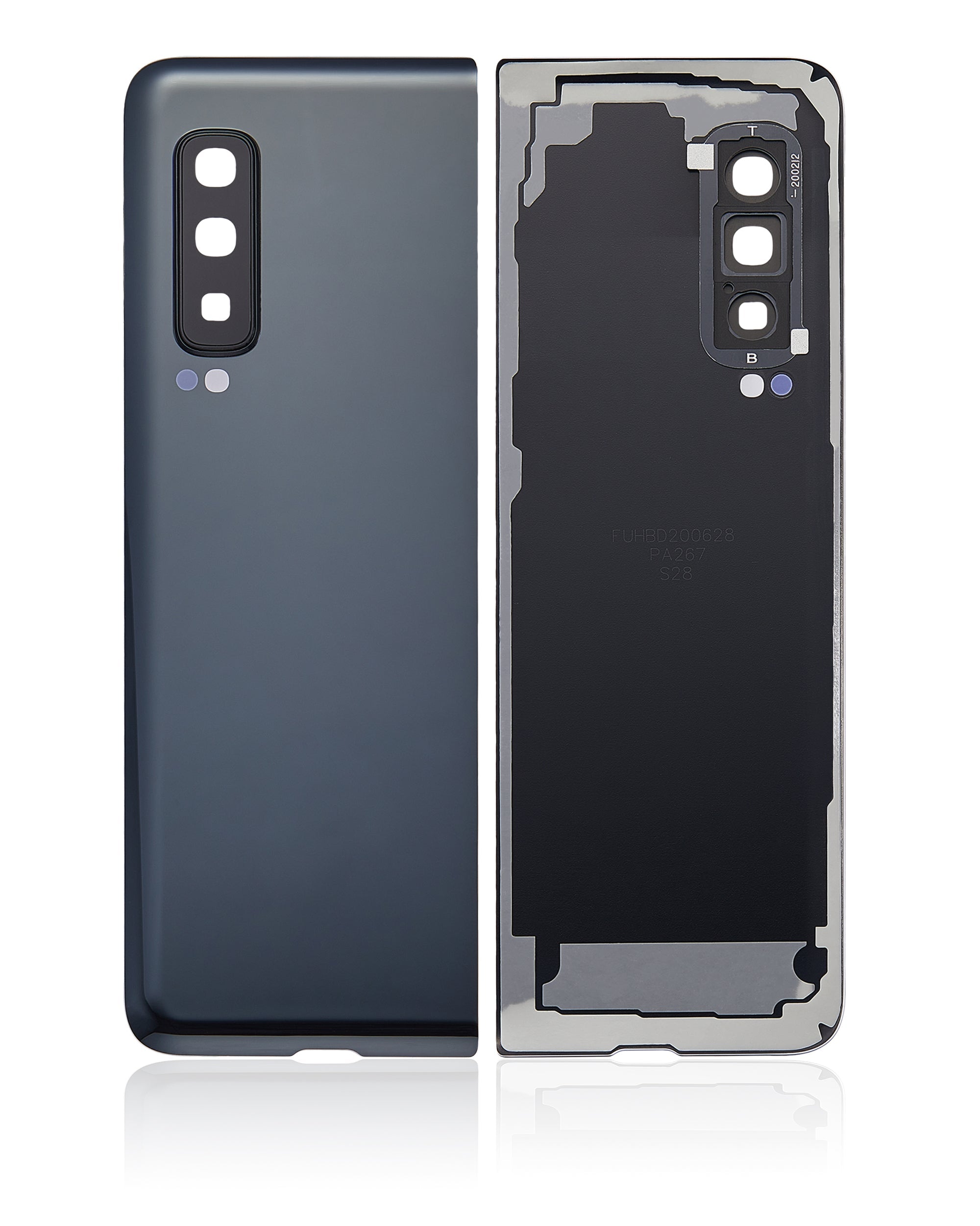 Back Glass Panel for Samsung Galaxy Fold 4G Black with Camera Lens - EGFix