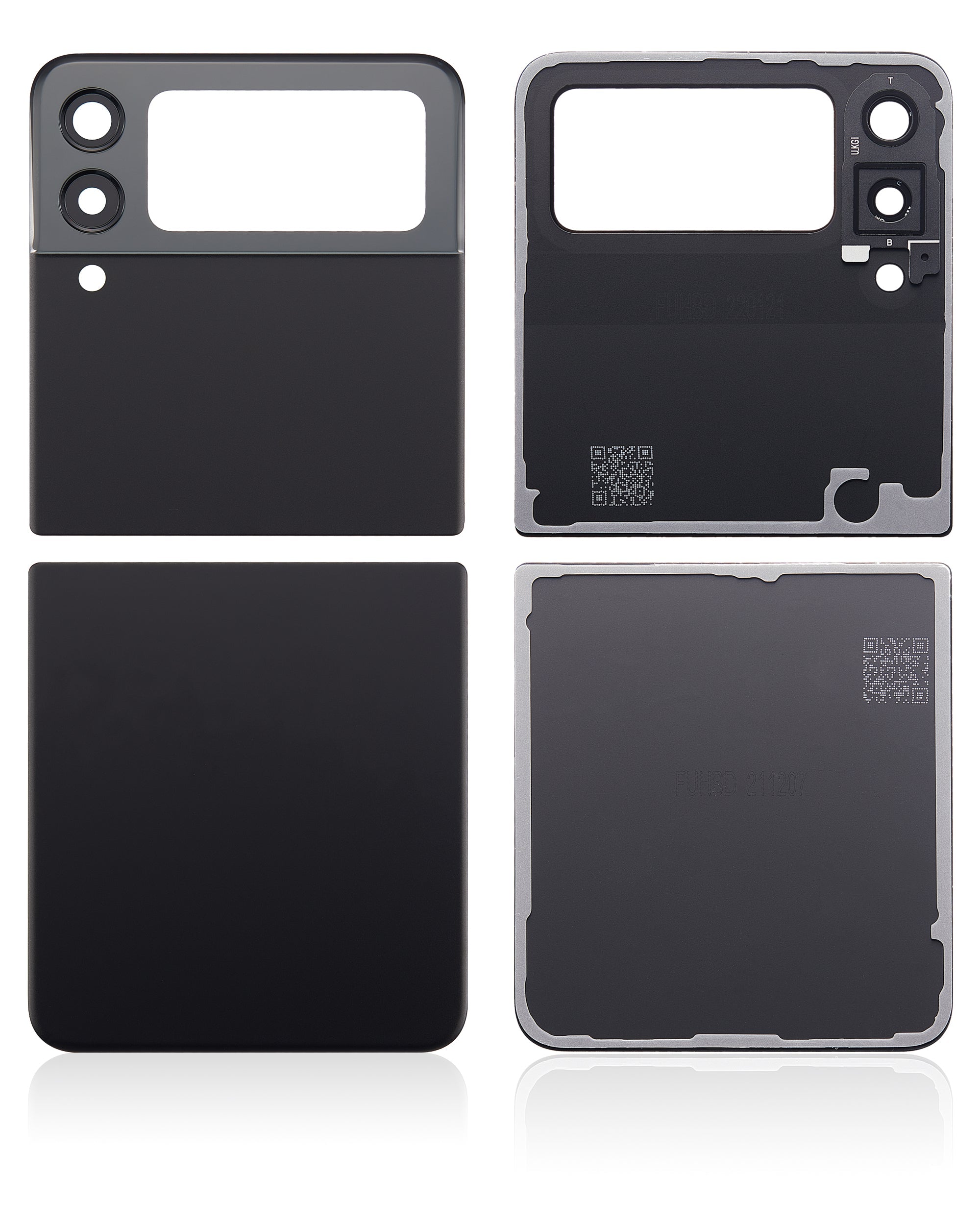 Back Glass Panel for Samsung Galaxy Z Flip 3 5G Black with Camera Lens - EGFix