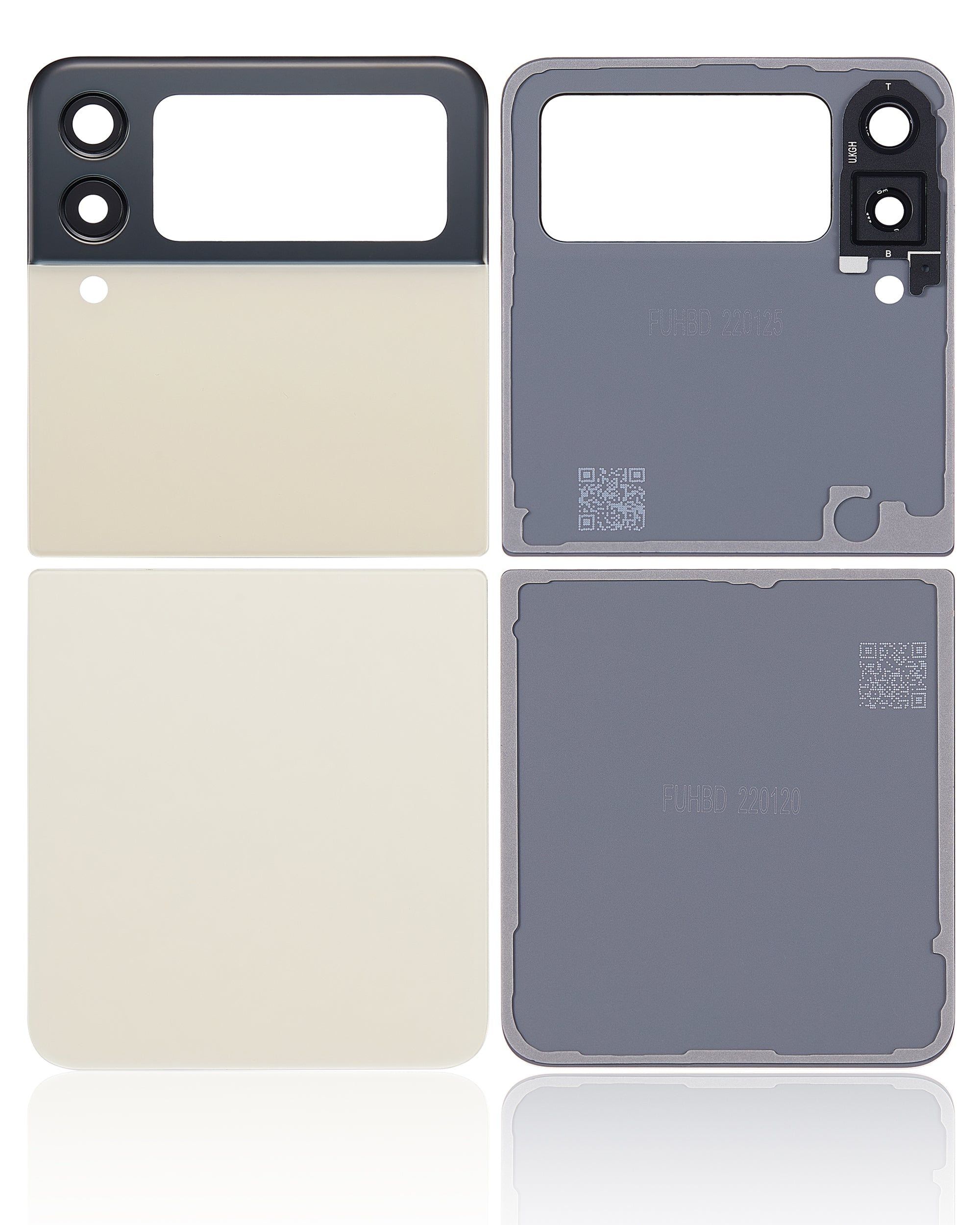 Back Glass Panel for Samsung Galaxy Z Flip 3 5G Cream with Camera Lens - EGFix