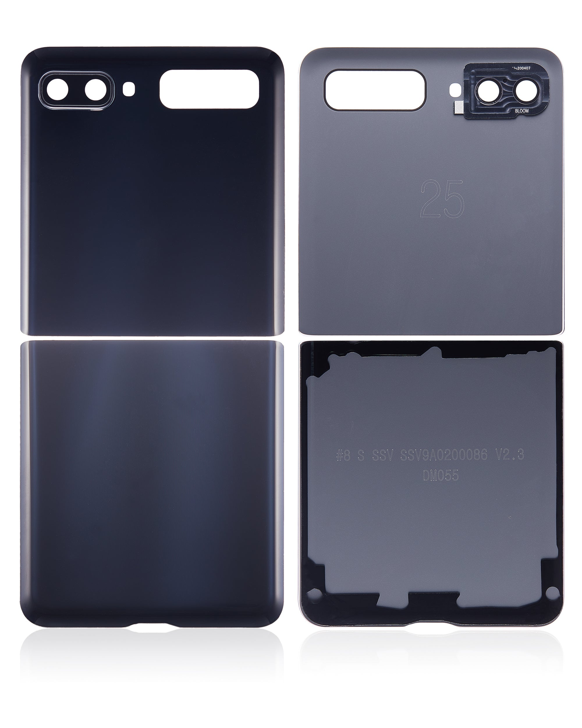 Back Glass Panel for Samsung Galaxy Z Flip 5G Black with Camera Lens - EGFix