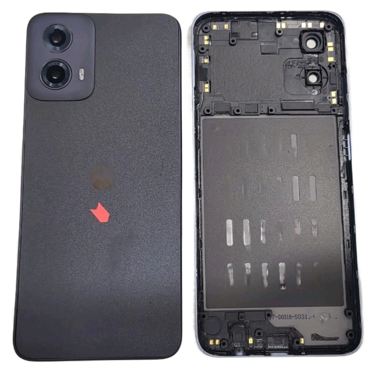 Complete Housing Body Back Panel with Chrome Bezel Ring for Motorola Moto G34 5G Black - EGFix