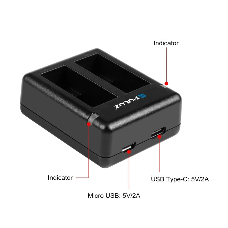 USB Dual Battery Charger For GoPro Hero12Black/11 Black/10 Black/9Black