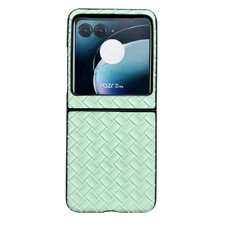 Woven Texture Folding PU Back Cover Case For Motorola Moto Razer 40 Ultra