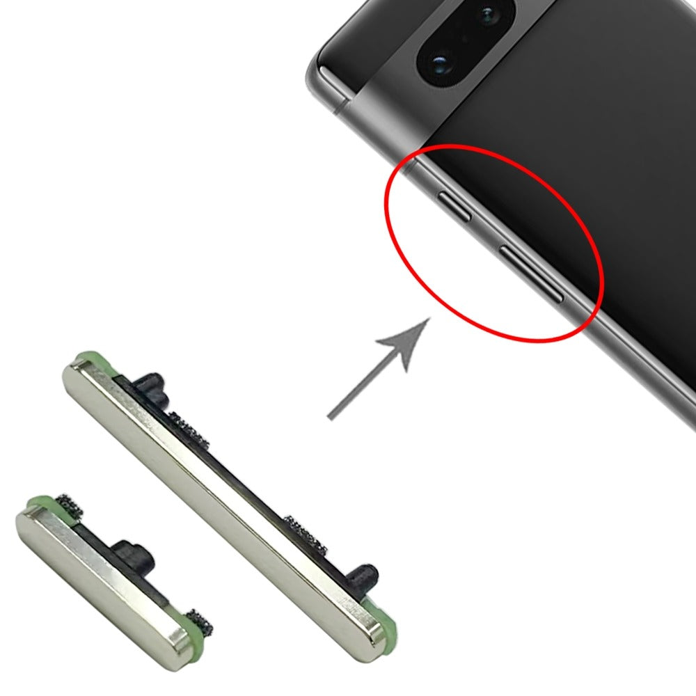 Outer Power On Off Volume Button for Google Pixel 7 White or Silver - EGFix