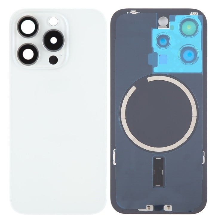 Back Glass Panel for Apple iPhone 15 Pro White (with Camera Lens and MagSafe Magnet)
