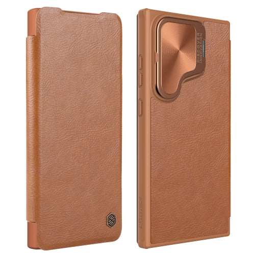 Flip Cover Case Leather Finish Brown Color For Samsung Galaxy S24 Ultra - EGFix