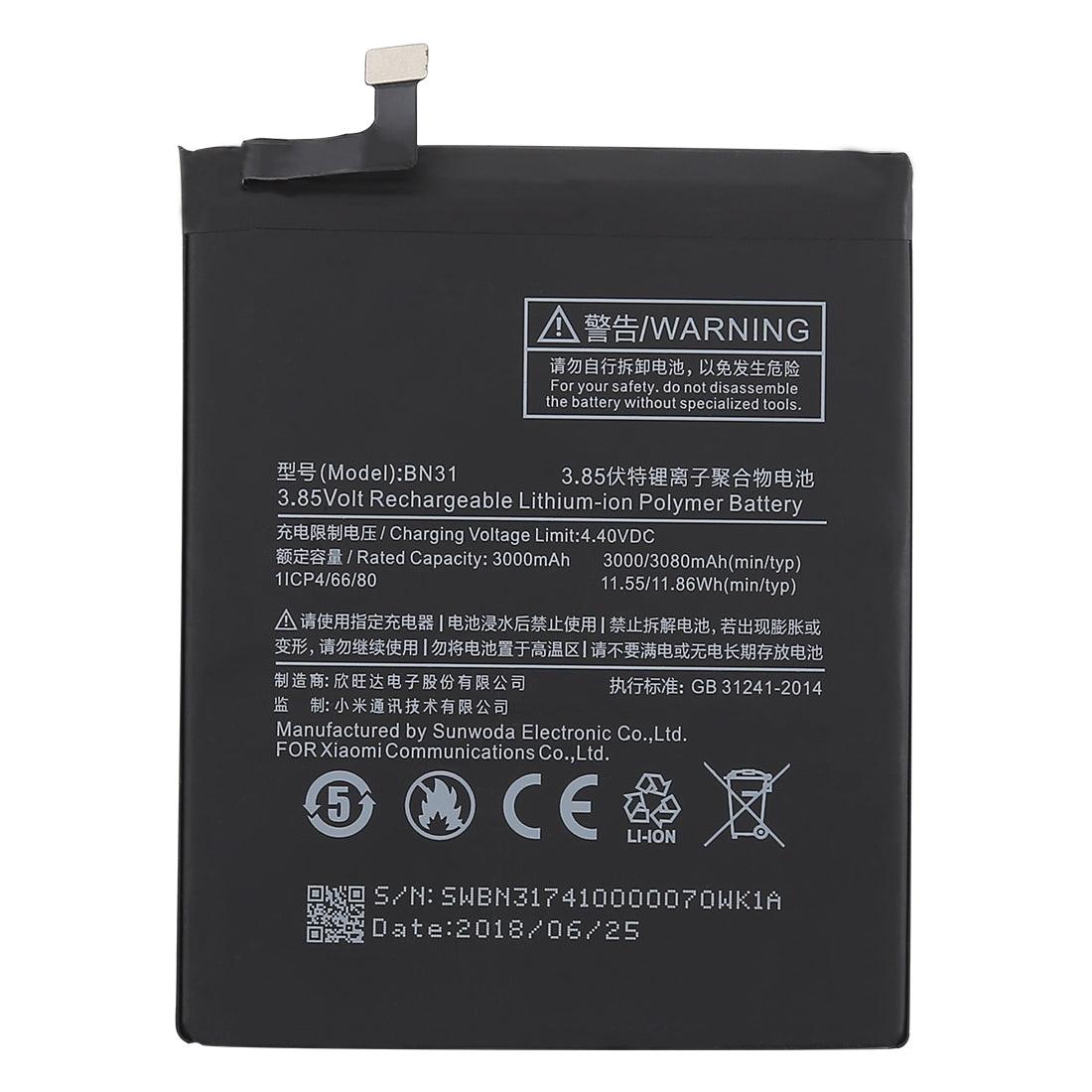 3080 mAh BN31 Battery for Xiaomi Mi A1