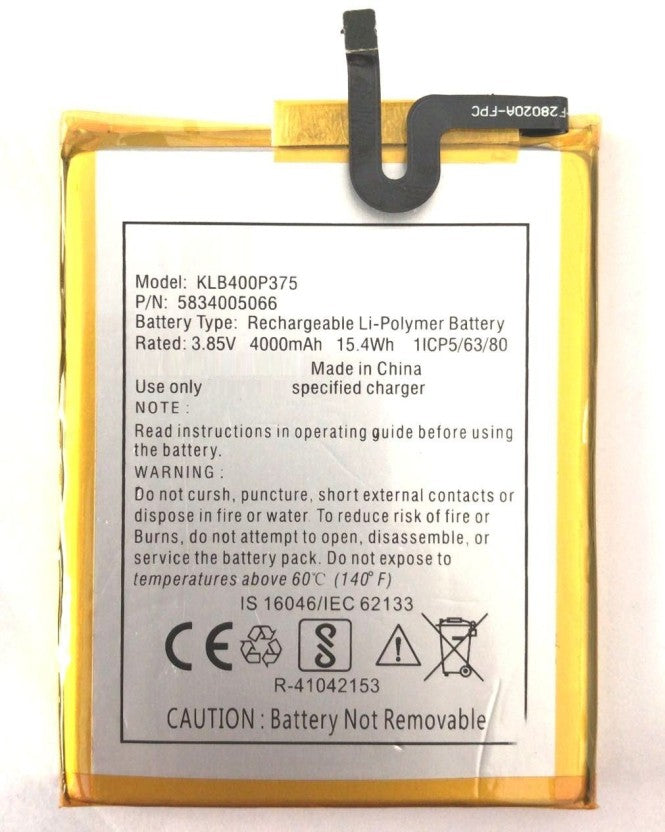 4000mAh Battery for Panasonic Eluga A3 (KLB400P375)