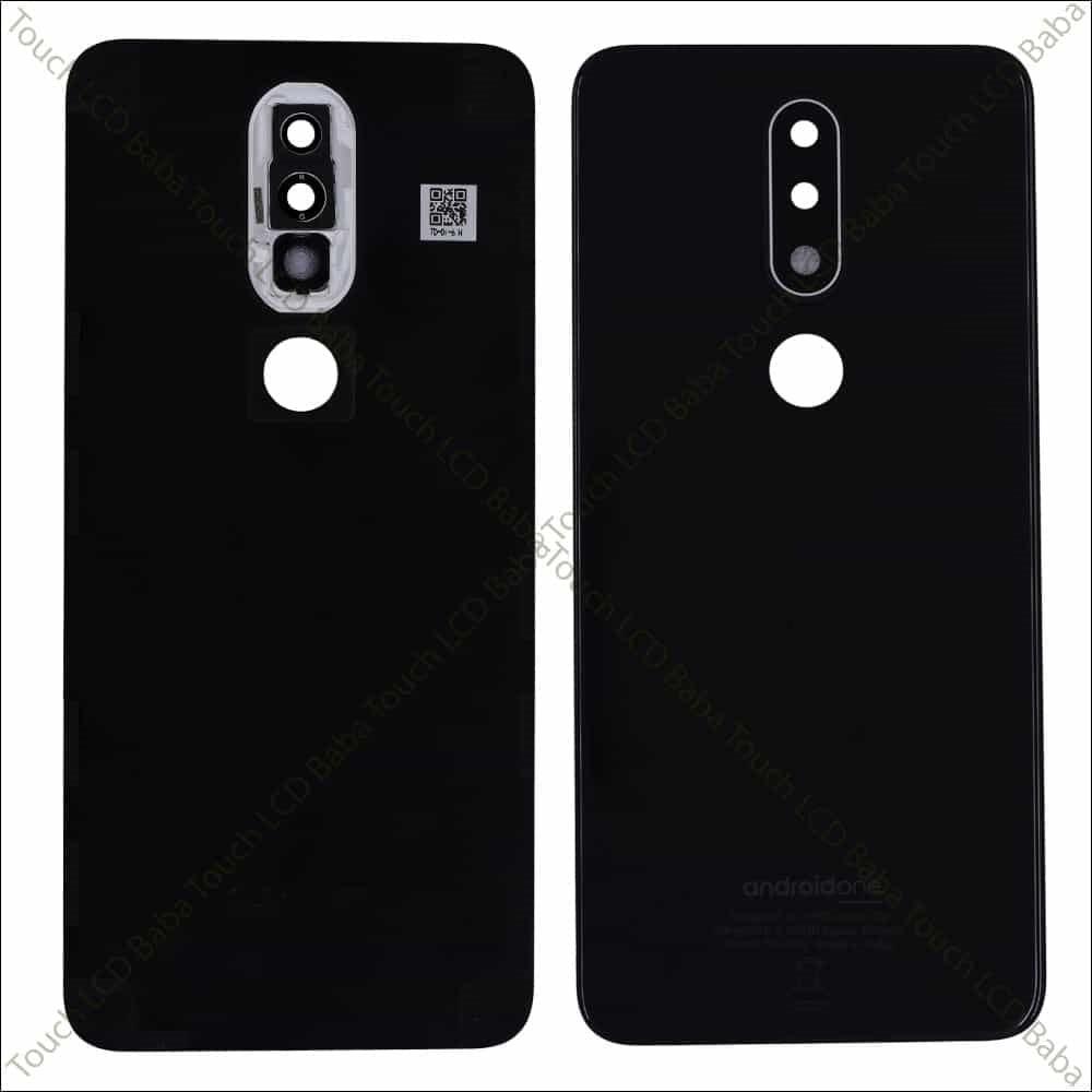 Back Glass Panel for Nokia 6.1 Plus or Nokia 6.1+ Black with Camera Lens Module and Self Adhesive Tape