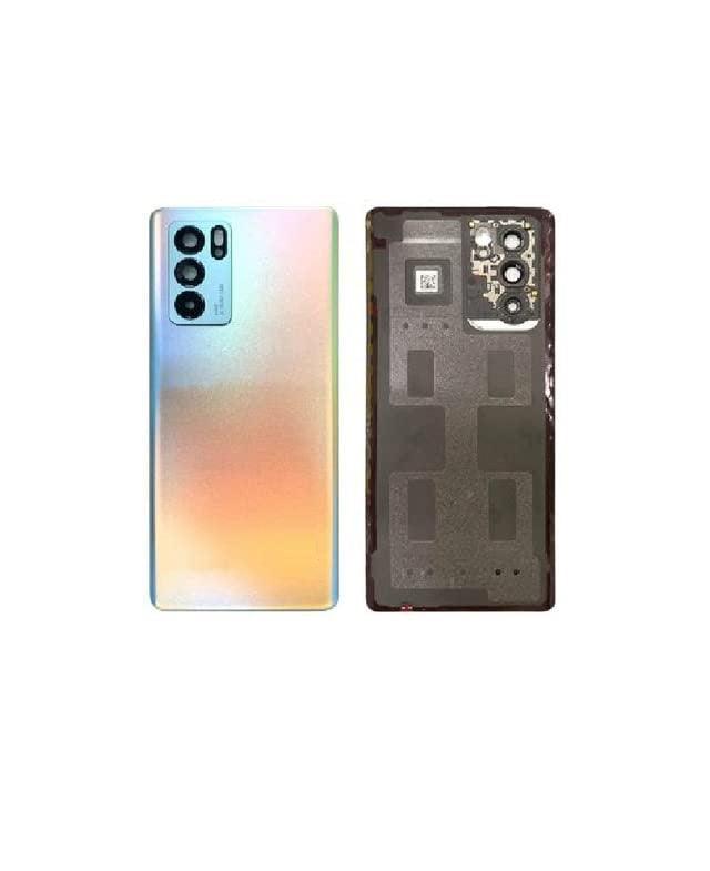 Back Glass Panel for Oppo Reno 6 Pro Aura White with Camera Lens Module and Self Adhesive Tape - EGFix