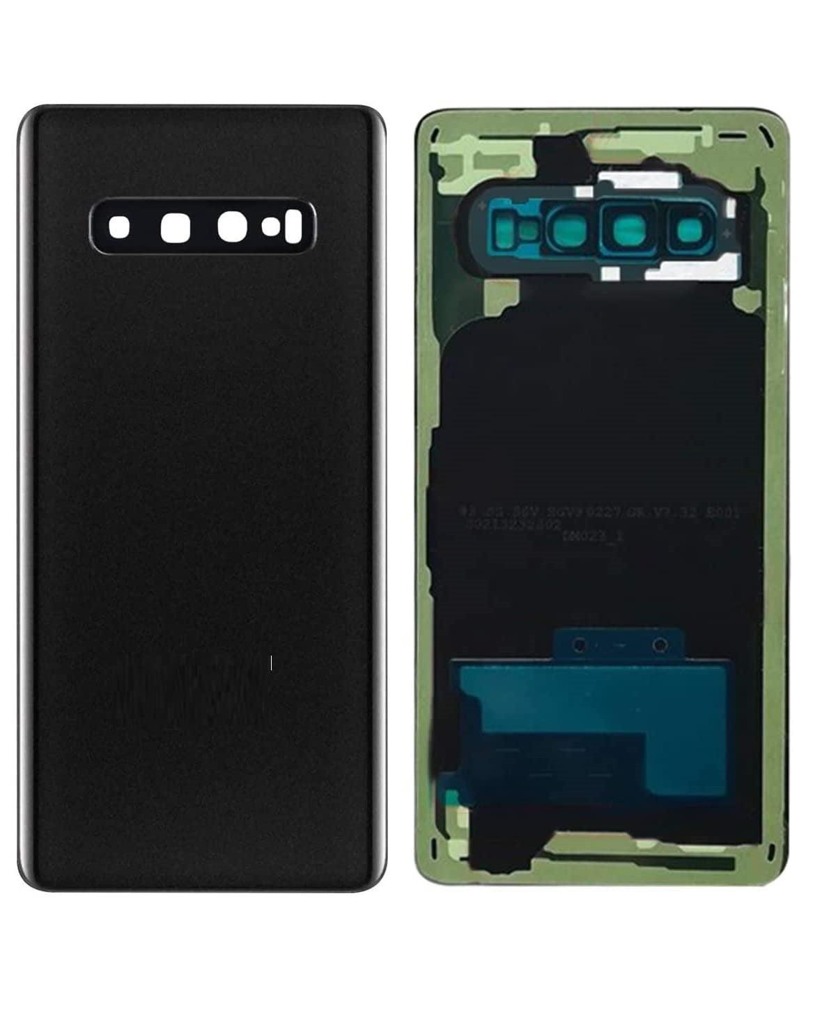 Back Glass Panel for Samsung Galaxy S10 Black with Camera Lens Module and Self Adhesive Tape - EGFix