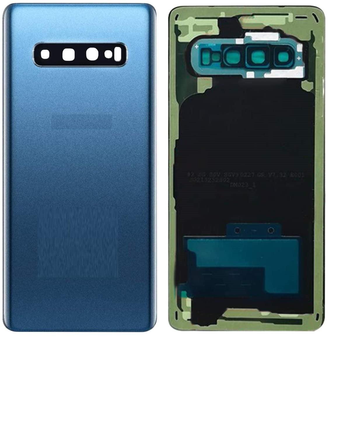 Back Glass Panel for Samsung Galaxy S10 Blue with Camera Lens Module and Self Adhesive Tape - EGFix