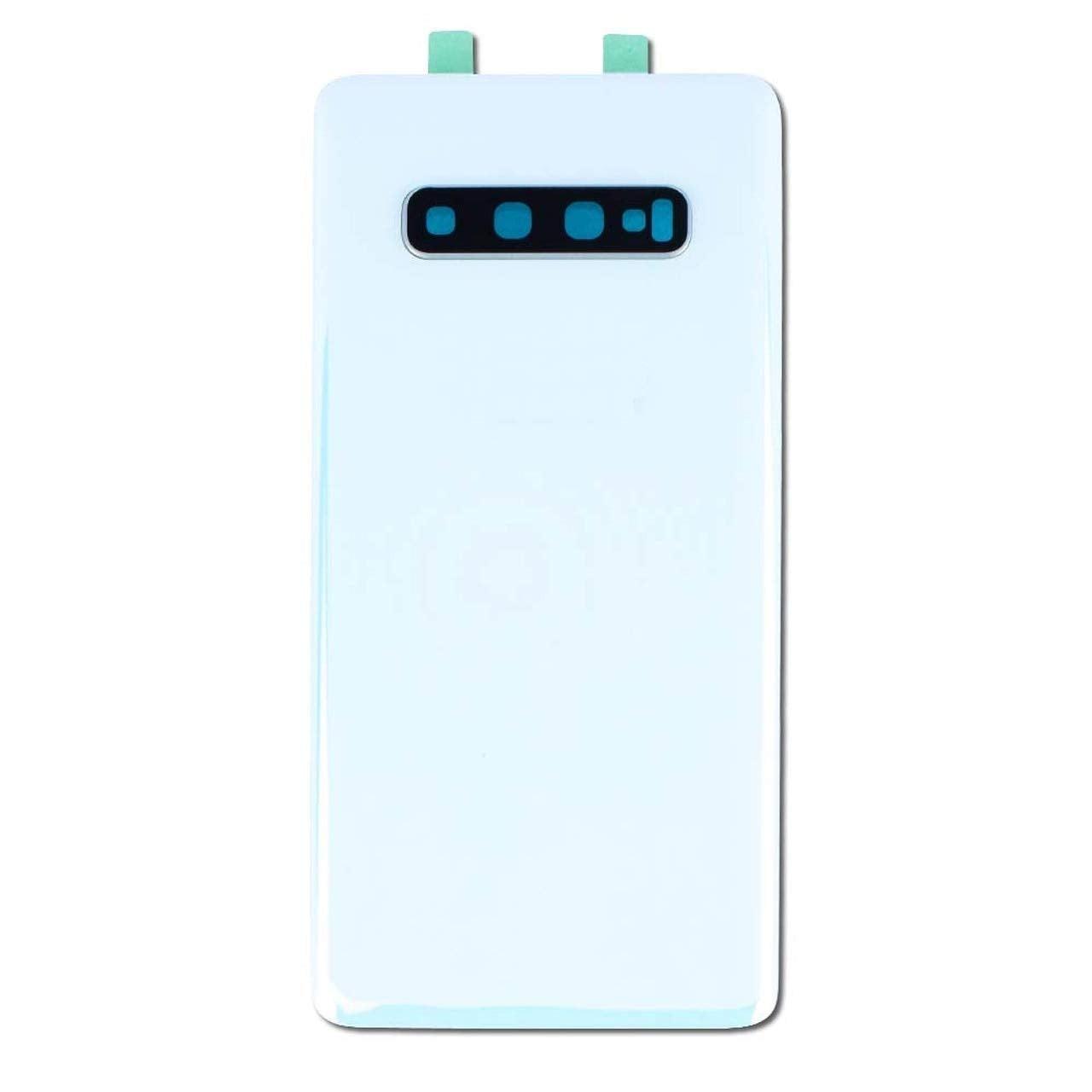 Back Glass Panel for Samsung Galaxy S10 + Plus G975F Prism White with Camera Lens Module and Self Adhesive Tape - EGFix