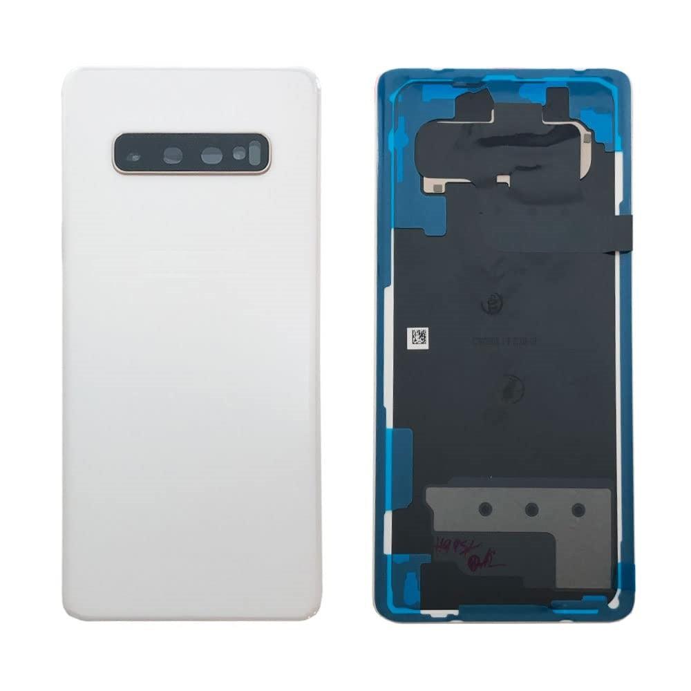 Back Glass Panel for Samsung Galaxy S10 Plus or S10+ White with Camera Lens Module and Self Adhesive Tape - EGFix