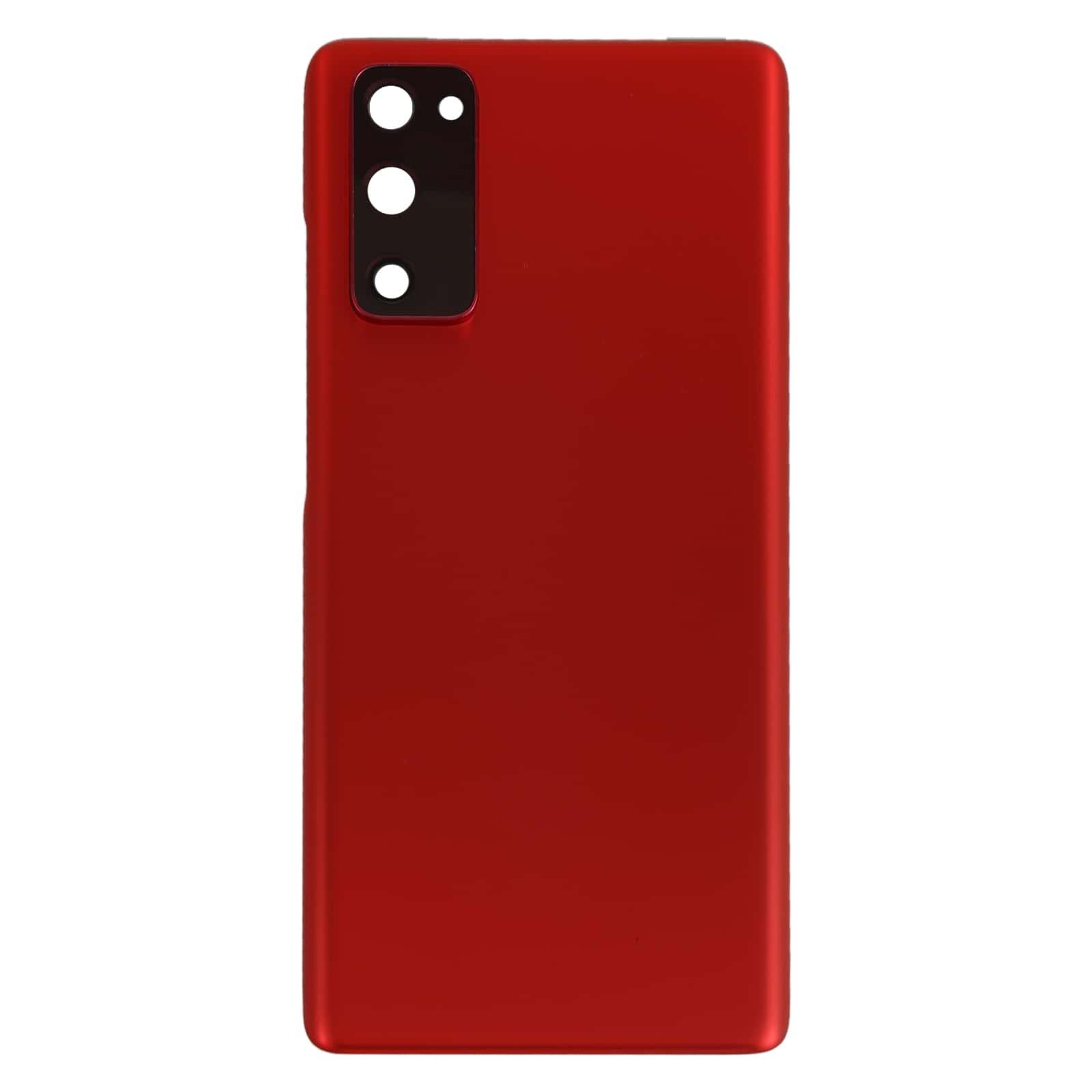 Back Glass Panel for Samsung Galaxy S20 FE Red with Camera Lens - EGFix