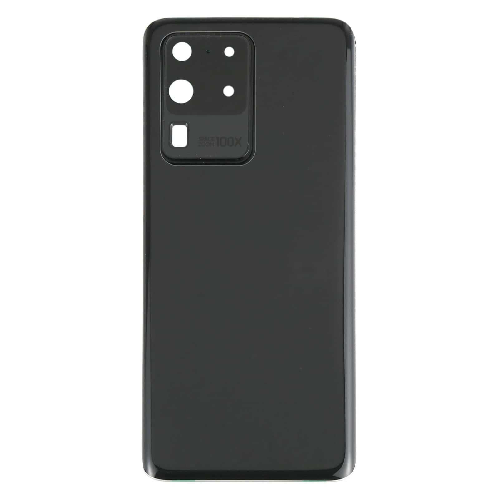 Back Glass Panel for Samsung Galaxy S20 Ultra Black with Camera Lens - EGFix