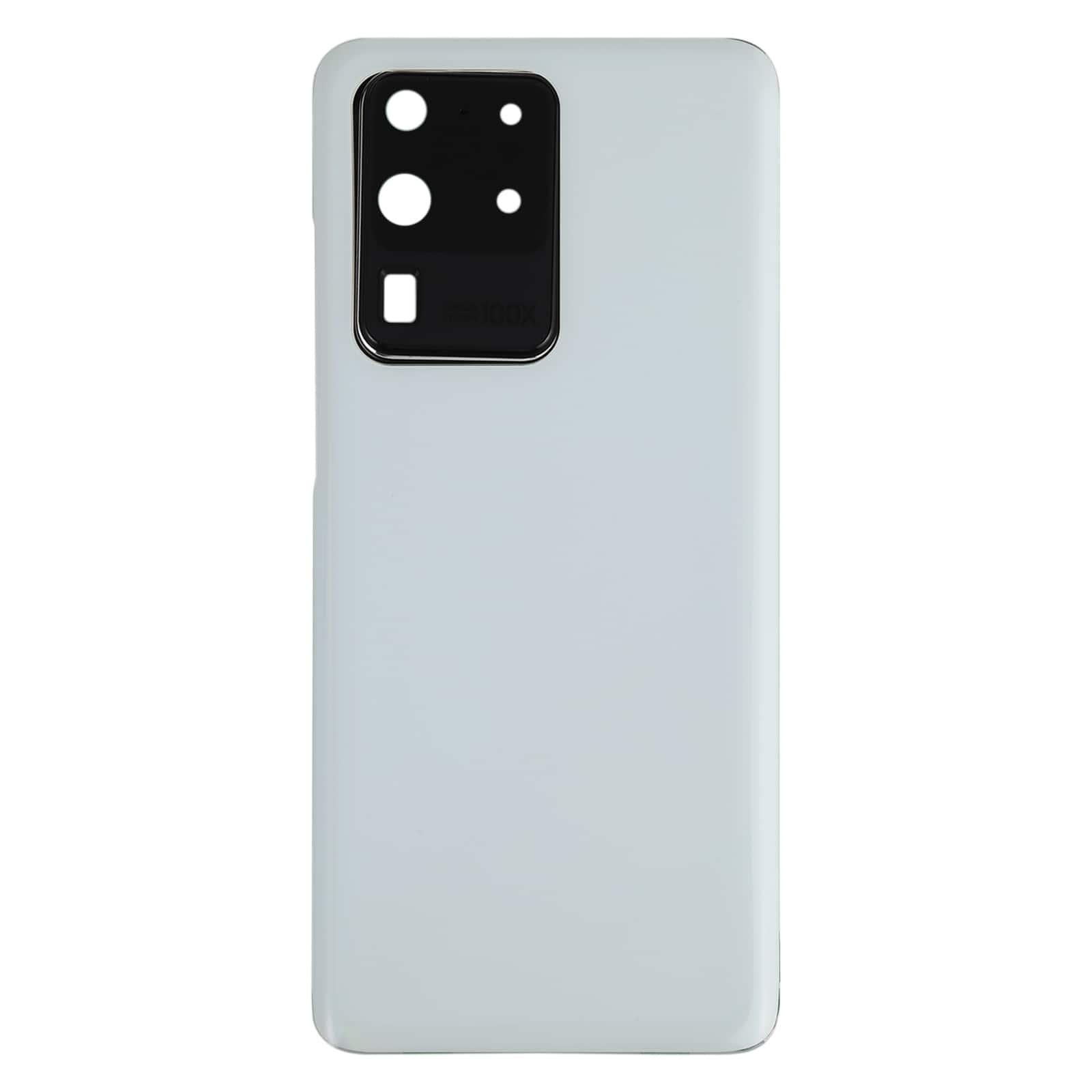 Back Glass Panel for Samsung Galaxy S20 Ultra White with Camera Lens - EGFix