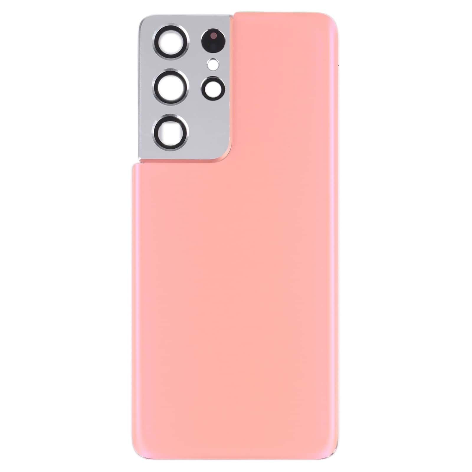 Back Glass Panel for Samsung Galaxy S21 Ultra 5G Pink with Camera Lens - EGFix