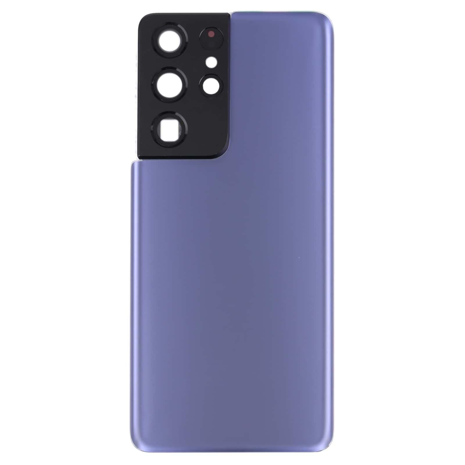 Back Glass Panel for Samsung Galaxy S21 Ultra 5G Purple with Camera Lens - EGFix