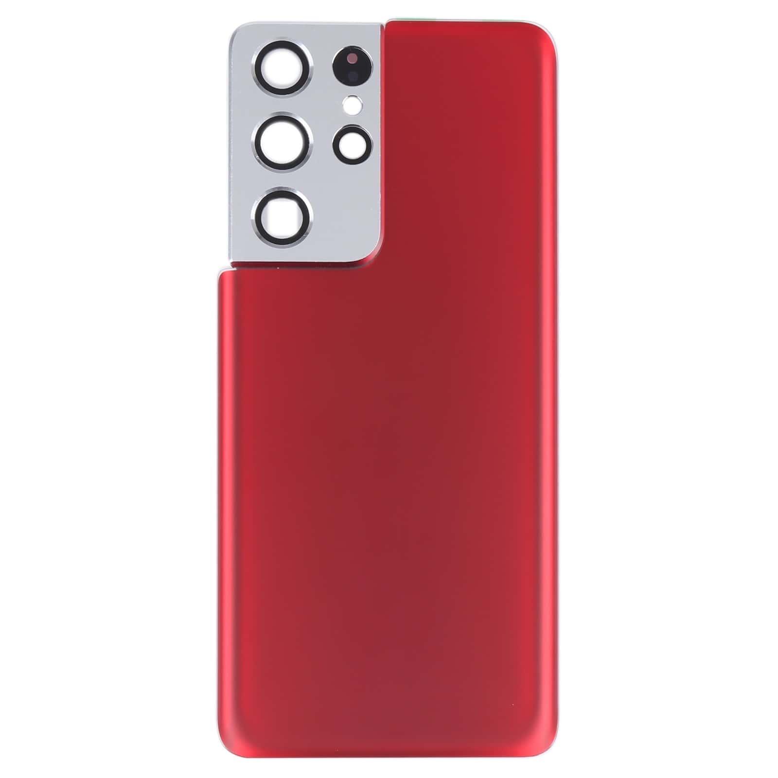 Back Glass Panel for Samsung Galaxy S21 Ultra 5G Red with Camera Lens - EGFix