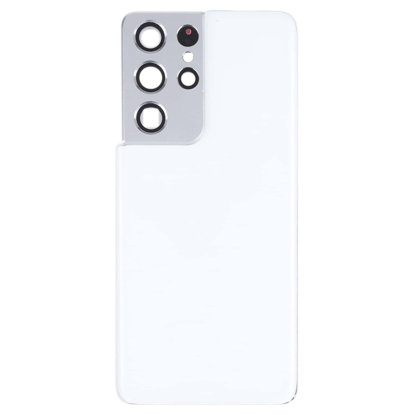 Back Glass Panel for Samsung Galaxy S21 Ultra 5G White with Camera Lens - EGFix