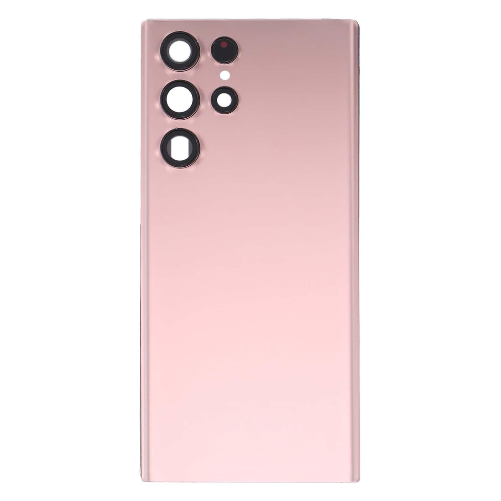 Back Glass Panel for Samsung Galaxy S22 Ultra 5G SM-S908B Pink with Camera Lens - EGFix