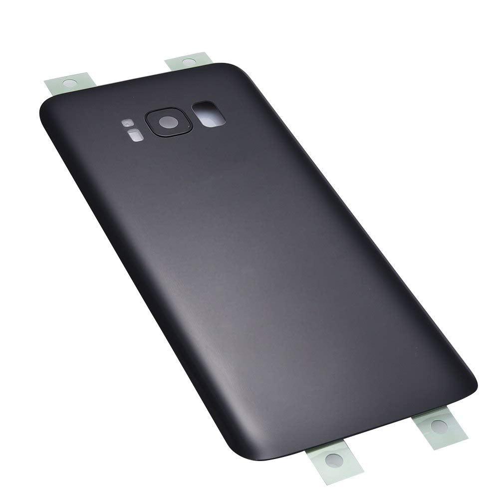 Back Glass Panel for Samsung Galaxy S8 G950f Black with Camera Lens Module and Self Adhesive Tape - EGFix