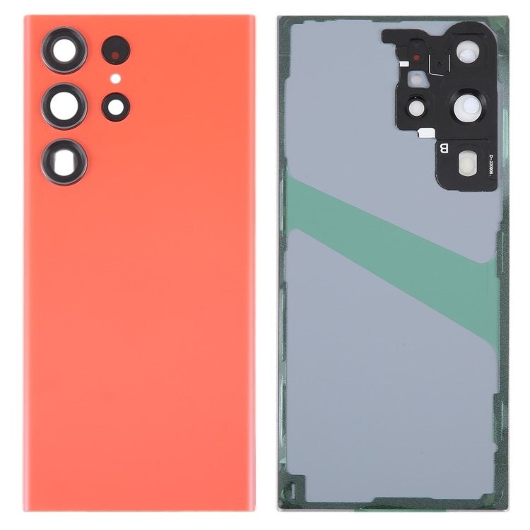 Back Glass Panel with Camera Lens for Samsung Galaxy S23 Ultra Orange - EGFix