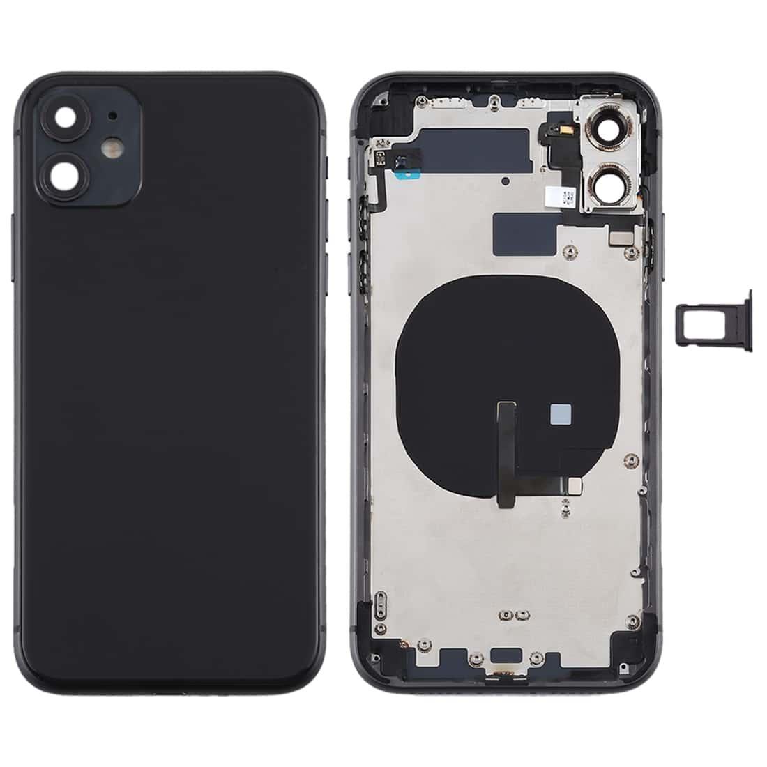 Complete Housing Body for iPhone 11 Black with Side Keys Sim Tray and Camera Lens - EGFix