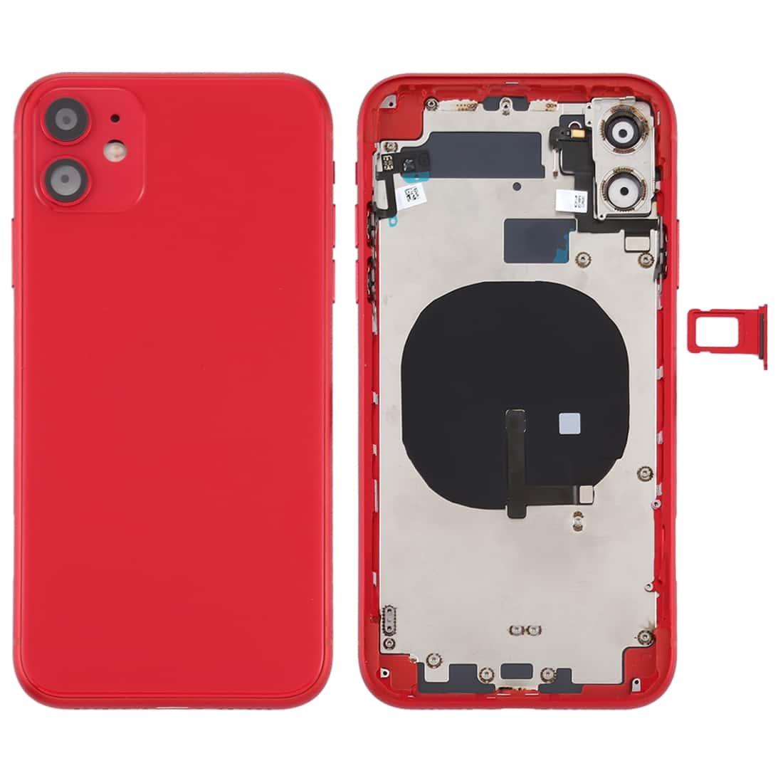 Complete Housing Body for iPhone 11 Red with Side Keys Sim Tray and Camera Lens - EGFix
