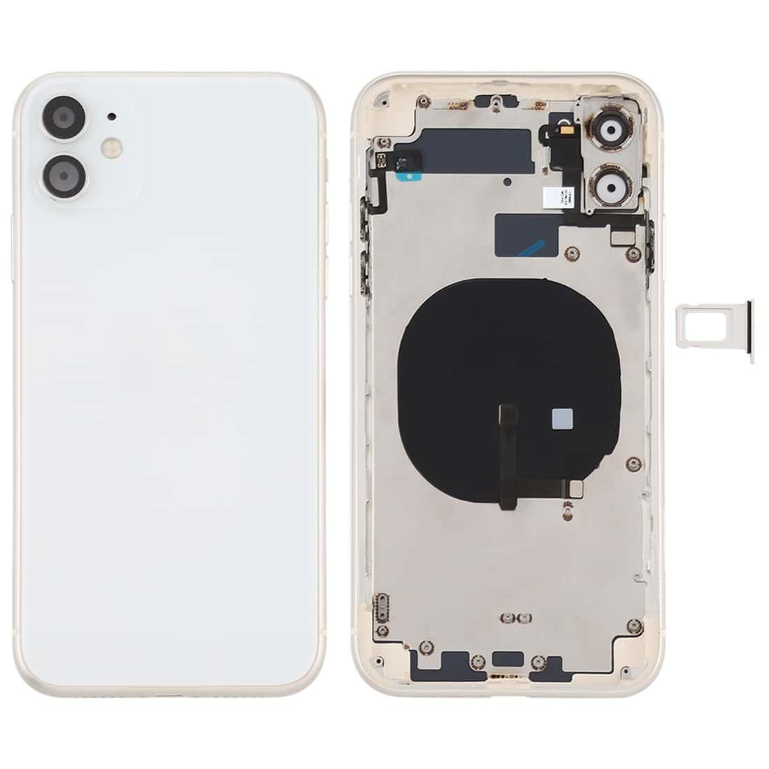 Complete Housing Body for iPhone 11 White with Side Keys Sim Tray and Camera Lens - EGFix