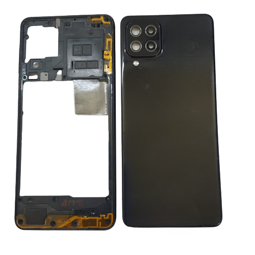 Housing Body for Samsung Galaxy A22 4G Black Back Panel and Chrome Bezel - EGFix
