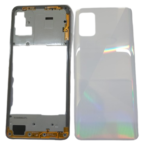 Housing Body for Samsung Galaxy A51 White Back Panel and Chrome Bezel - EGFix