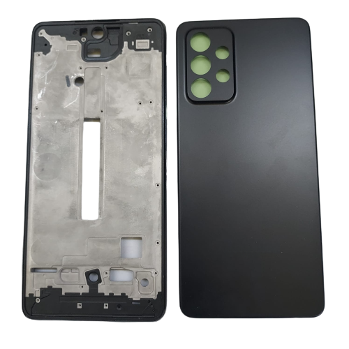 Housing Body for Samsung Galaxy A52 Black Back Panel and Chrome Bezel - EGFix