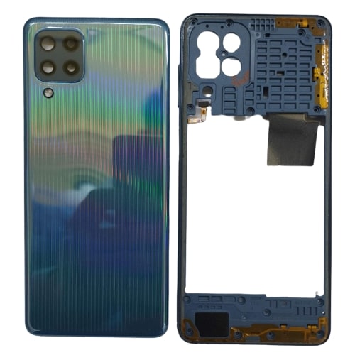 Housing Body for Samsung Galaxy M32 4G Blue Back Panel and Chrome Bezel - EGFix
