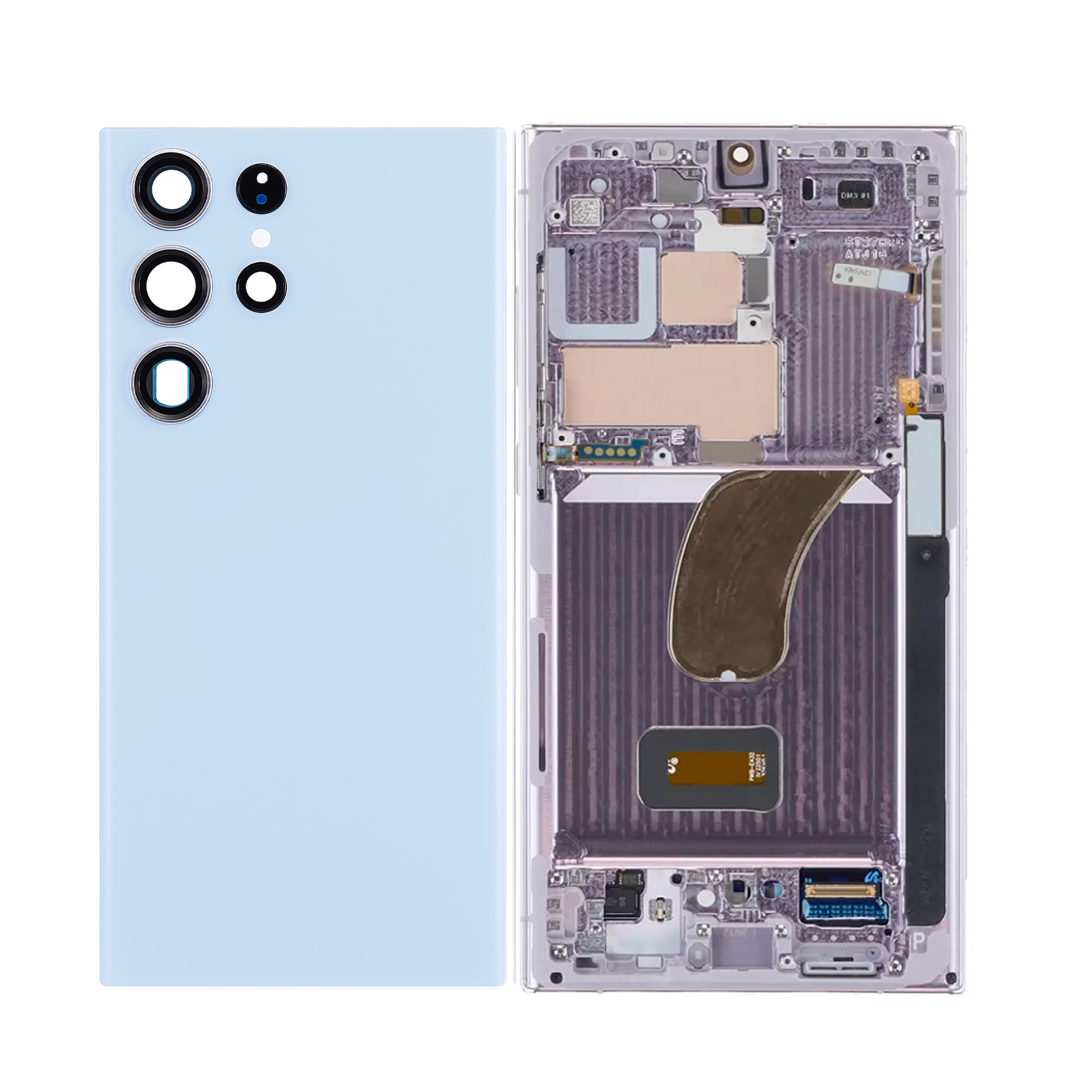 Housing Body for Samsung Galaxy S23 Ultra Blue Back Glass Panel LCD Frame - EGFix