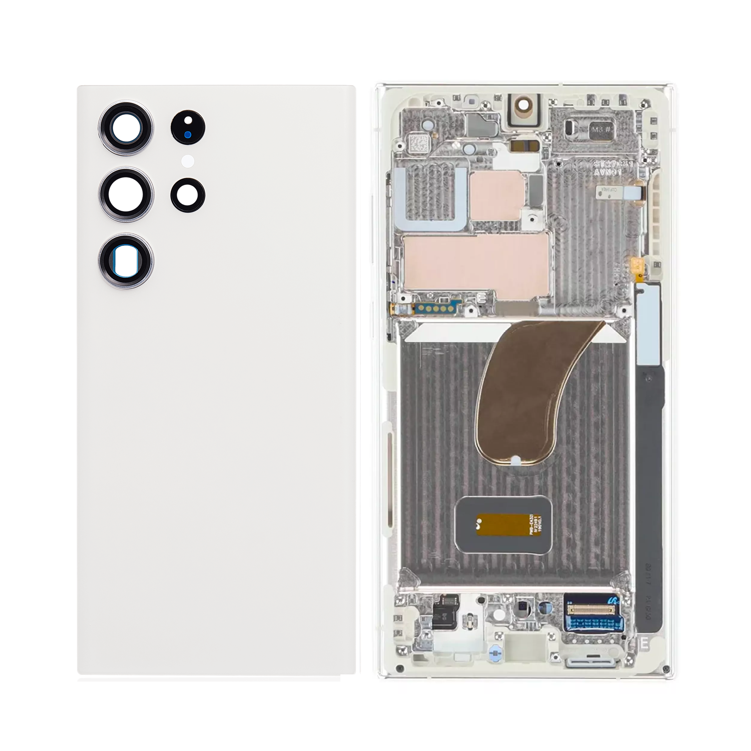 Housing Body for Samsung Galaxy S23 Ultra Cream Back Glass Panel LCD Frame - EGFix