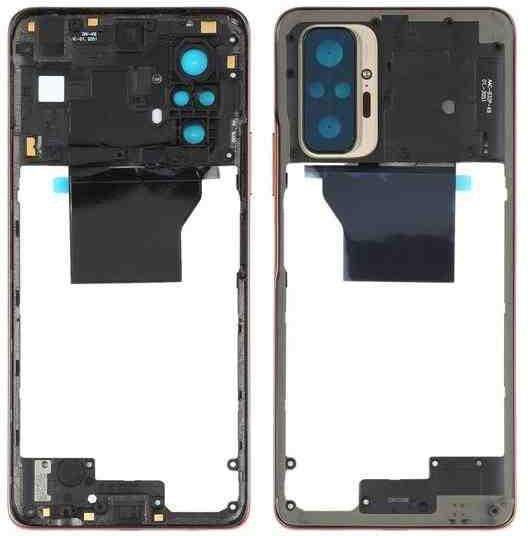 LCD Display Chrome Bezel Middle Frame for Xiaomi Redmi Note 10 Pro Bezel Gold - EGFix