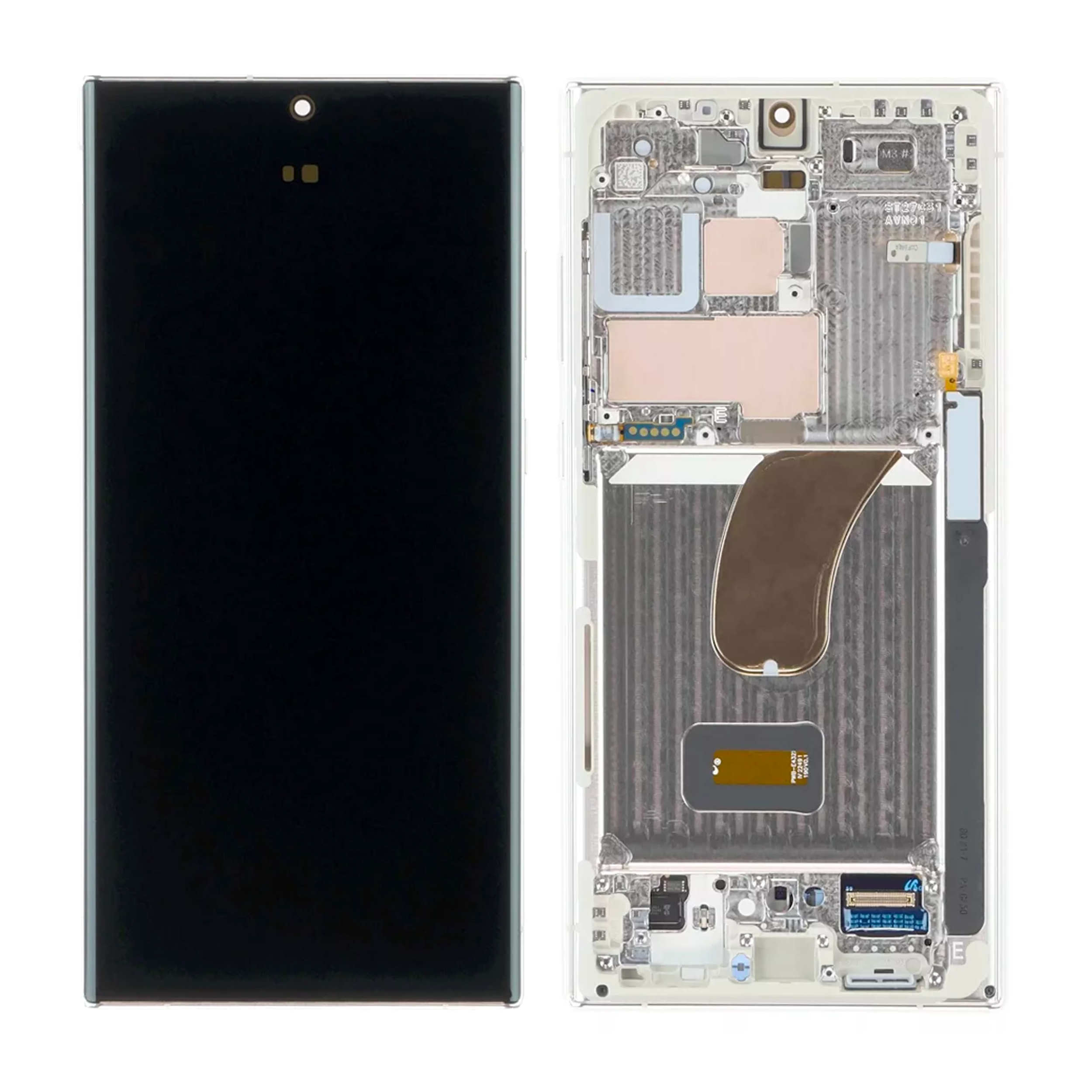OLED Display Folder Screen with Frame for Samsung Galaxy S23 Ultra Cream (Indisplay Fingerprint Work)