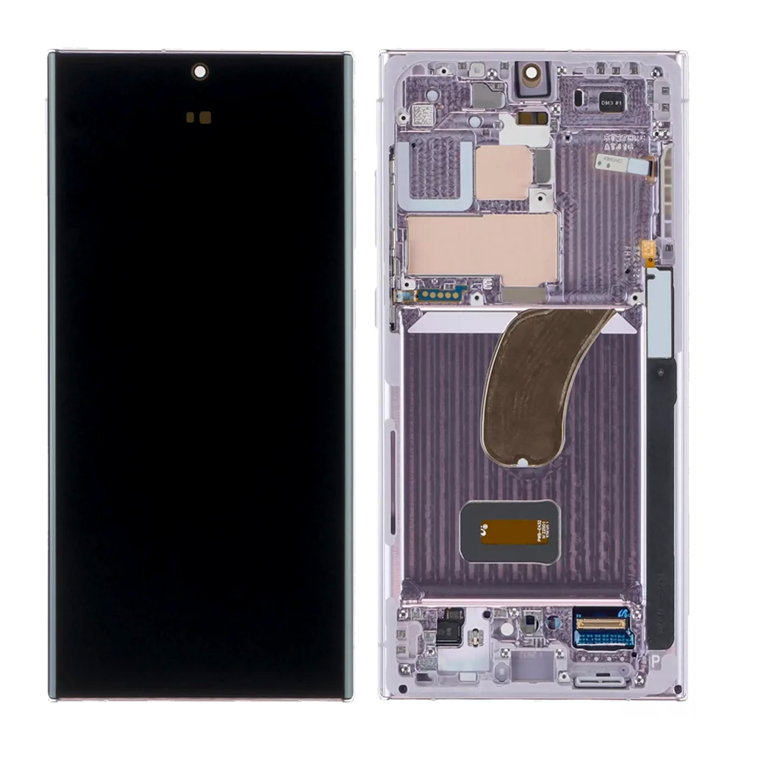 OLED Display Folder Screen with Frame for Samsung Galaxy S23 Ultra Lavender (Indisplay Fingerprint Work)