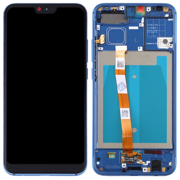 LCD Display Folder with Touch Screen for Huawei Honor 10 Blue with Framewith Fingerprint