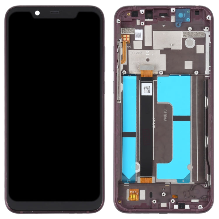 LCD Display Screen for Nokia 7.1 Plus Purple with Frame Folder Combo
