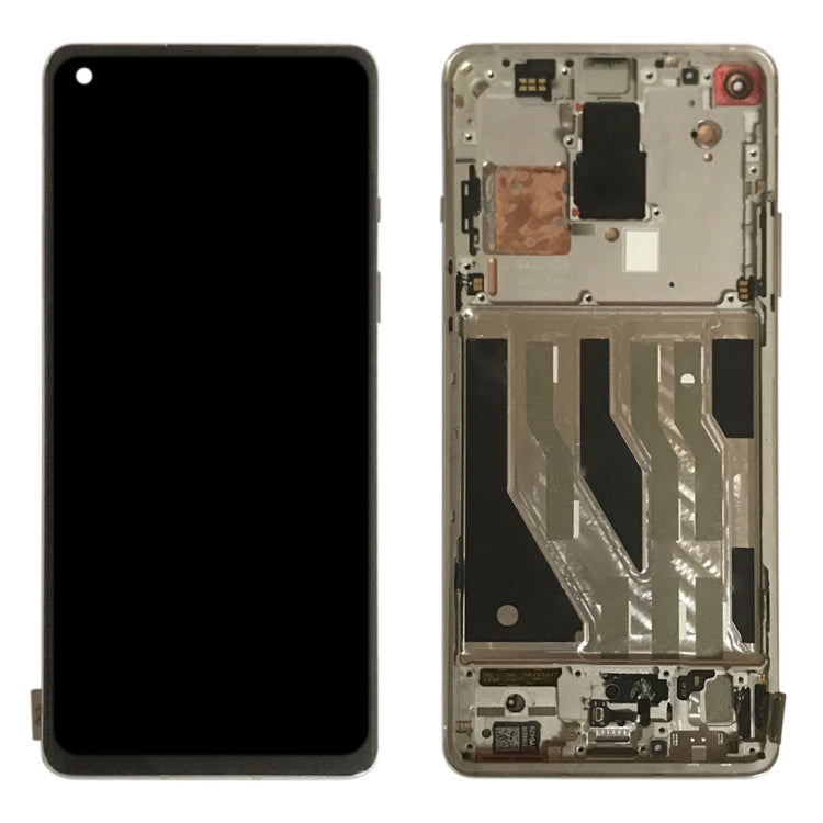 LCD Display Screen for OnePlus 8 Silver with Frame Folder Combo
