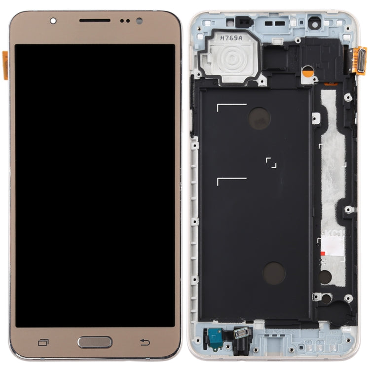 LCD Display Screen for Samsung Galaxy J7 2016 Gold with Frame Folder Combo