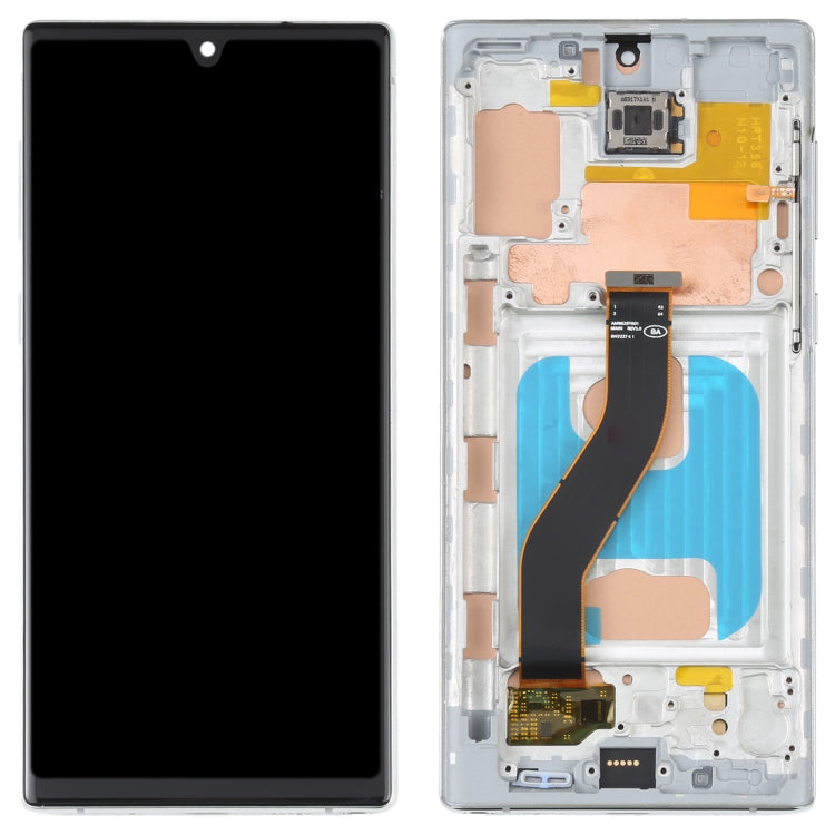 LCD Display Folder with Touch Screen for Samsung Galaxy Note 10 SM-N970 Silver with Frame (TFT) No Fingerprint