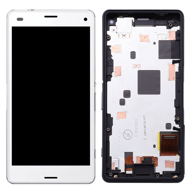 LCD Display Screen for Sony Xperia Z3 Compact White with Frame Folder Combo