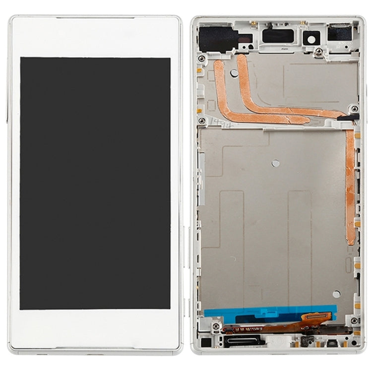 LCD Display Folder with Touch Screen for Sony Xperia Z5 White with Frame
