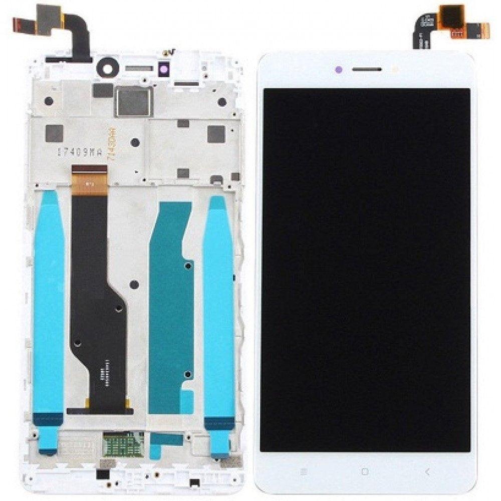 LCD Display Folder with Touch Screen for Xiaomi Redmi Note 4 White With LCD Frame