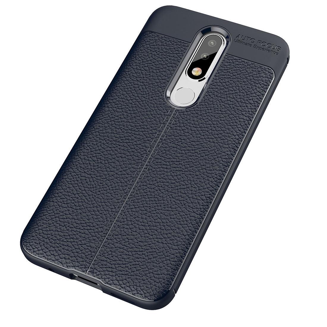 Leather Texture Soft TPU Protective Case Cover for Nokia 5.1 Plus Black - EGFix